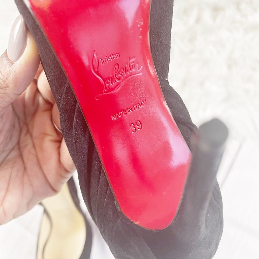 Christian‎ Louboutin Barbara 100mm Women's Black Suede Peep Toe Heels Size 39 - Picture 8 of 8